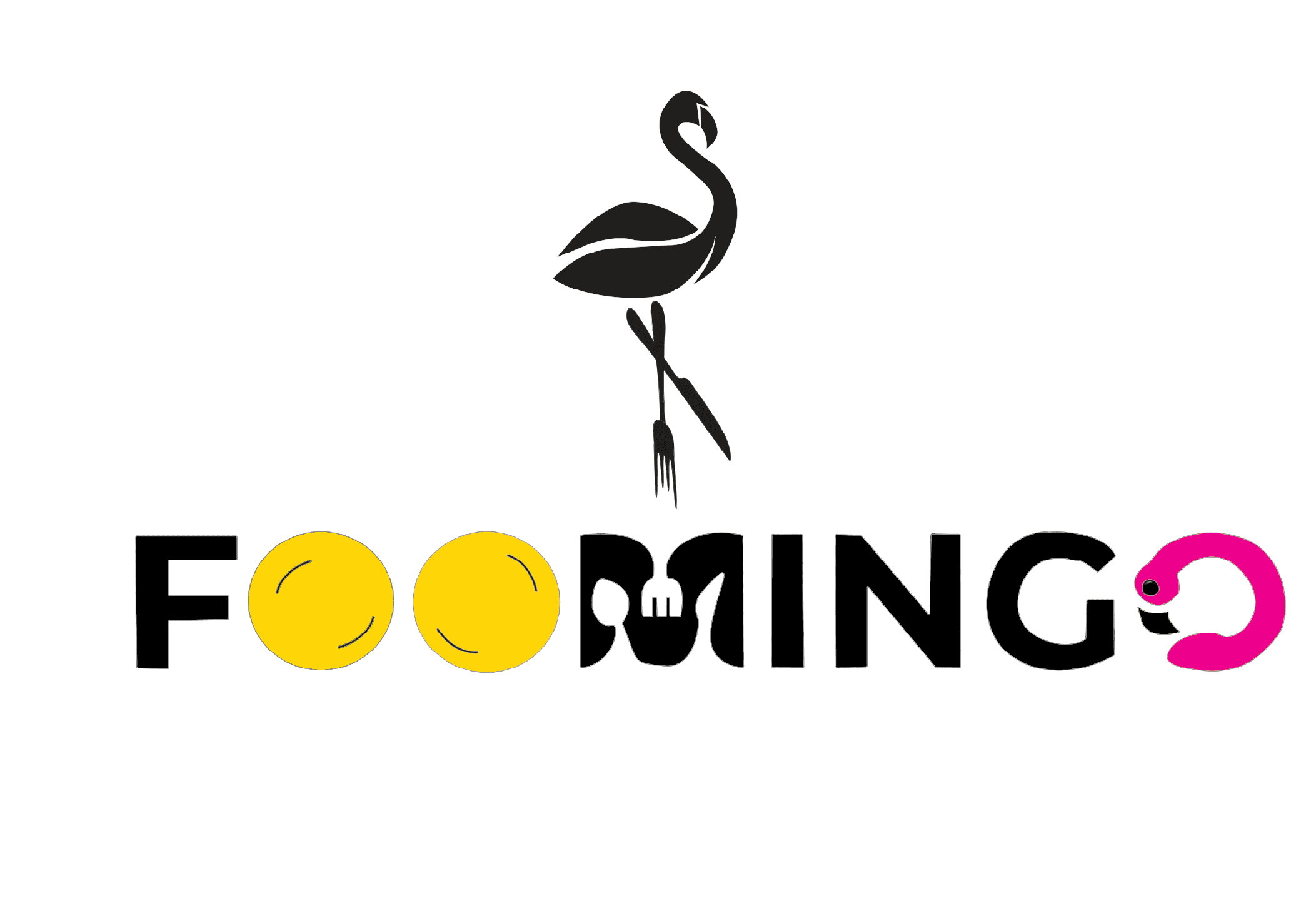 Foomingo — flamingo standing on a knife and fork
